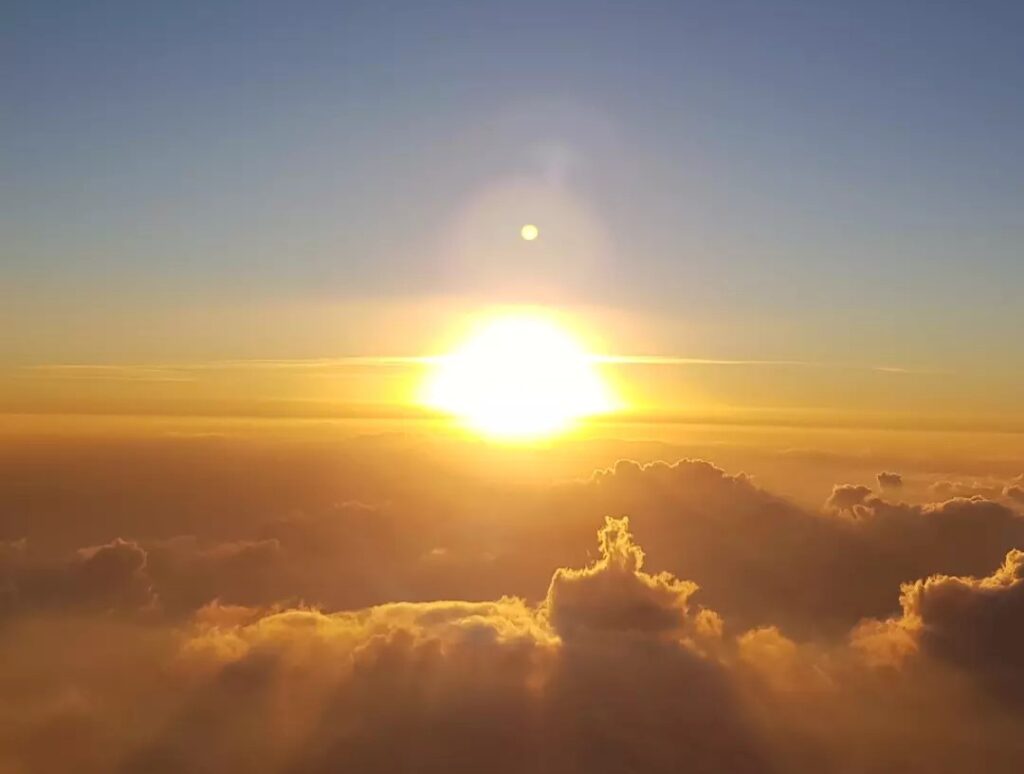 Beautiful sunset above the clouds