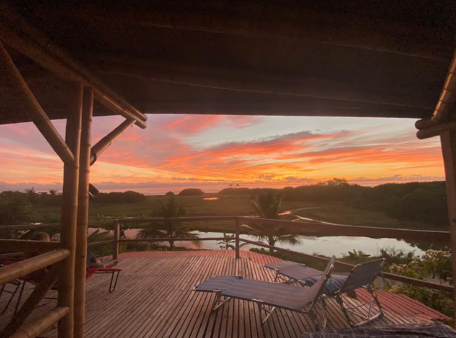 Deck overlooking sunset at the beach